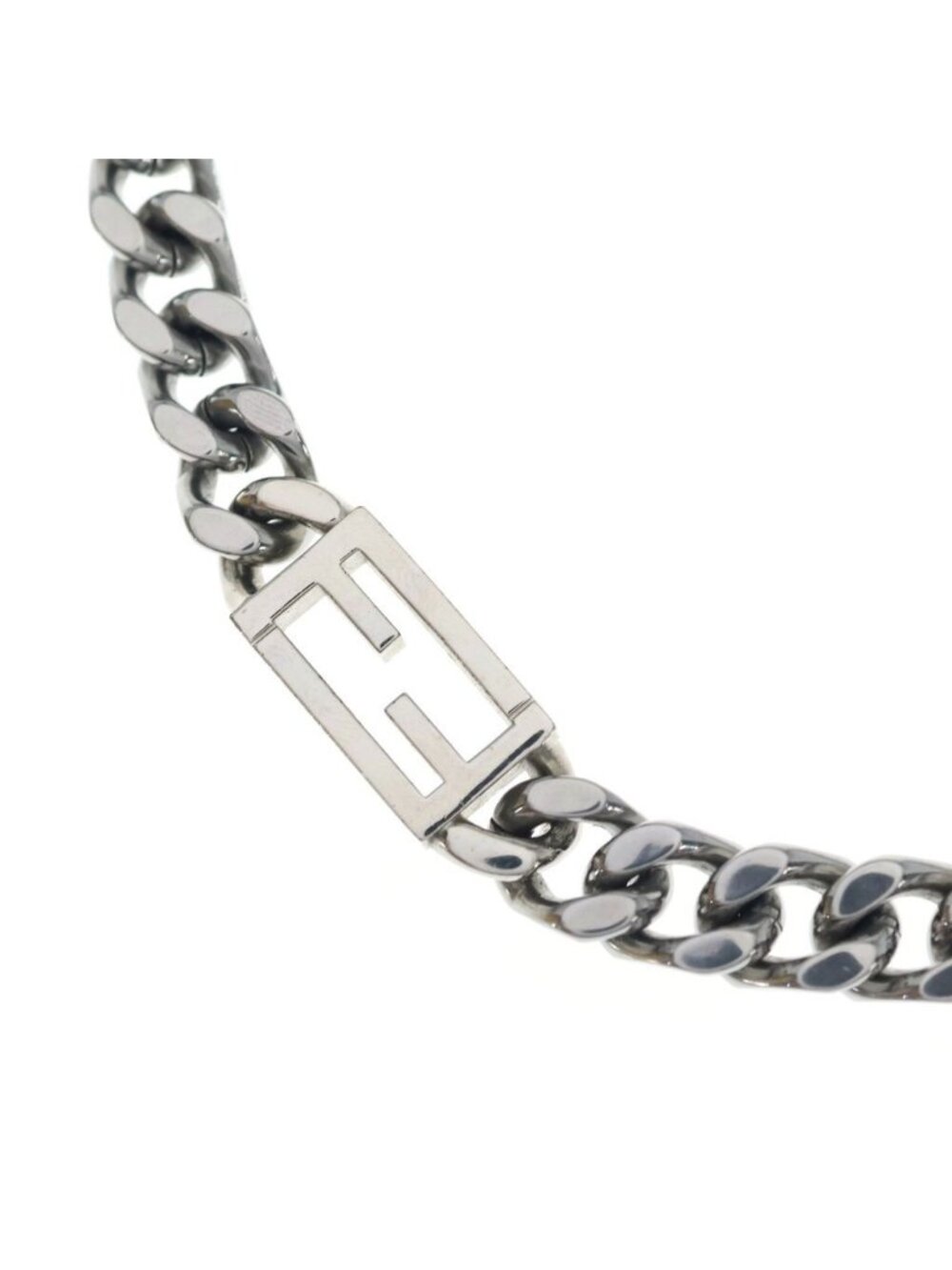 Fendi Baguette Chain Necklace Choker Silver